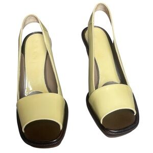 Marni Colorblock Yellow Patent Leather Slingback Peep Toe Size 36/US 6